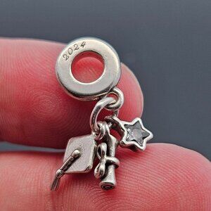 925 Sterling Silver Pandora 2024 Graduation Triple Dangle Charm Bead
